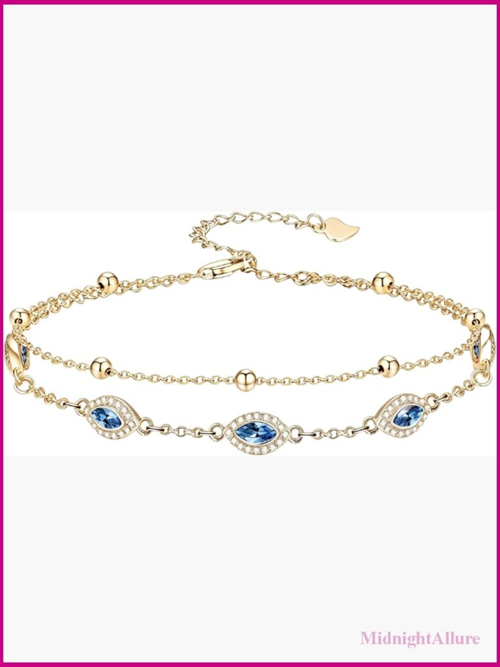18K Gold Plated Birthstone Link Bracelet with Extender Chain